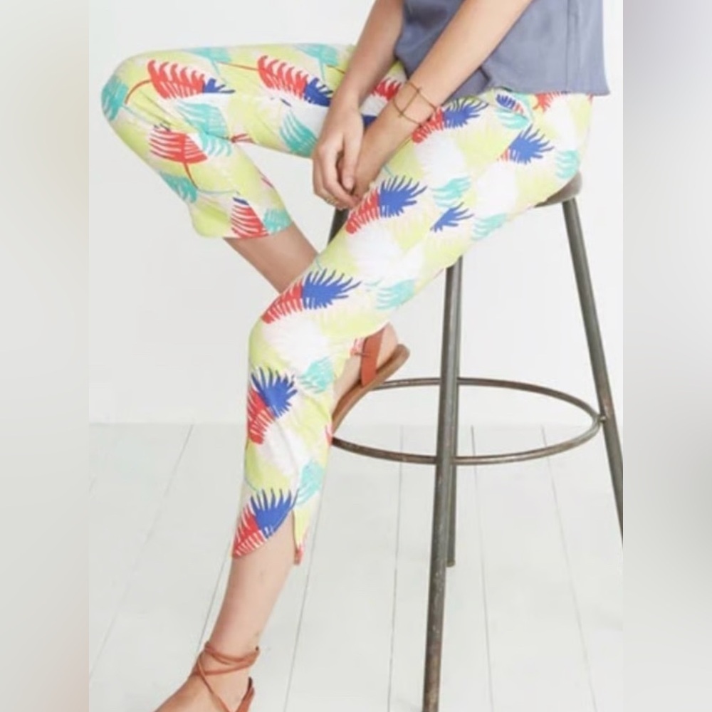 Marine Layer Allison Casual Pants Tropical Leaf Print Multicolor - Medium